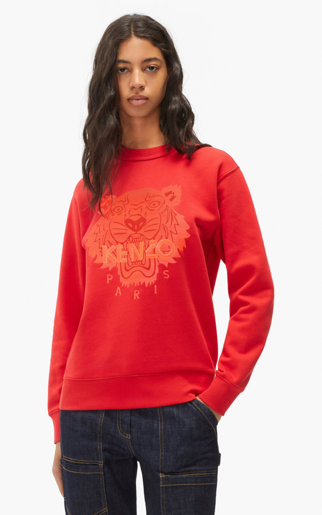 Kenzo Tiger Sweatshirt Bayan Kırmızı | 1073-JCPBI